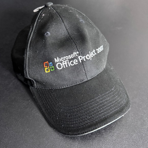 Microsoft Office Project 2007 Cap Mens OSFM Black Solid Tech Promo‎ Hat